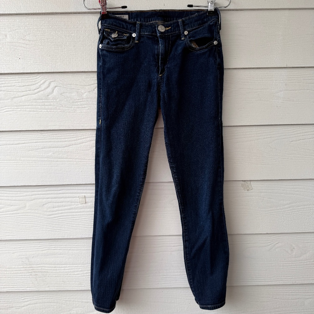 True Religion Halle Mid Rise Super Skinny Jeans | Size 25 | Dark Stretch Denim